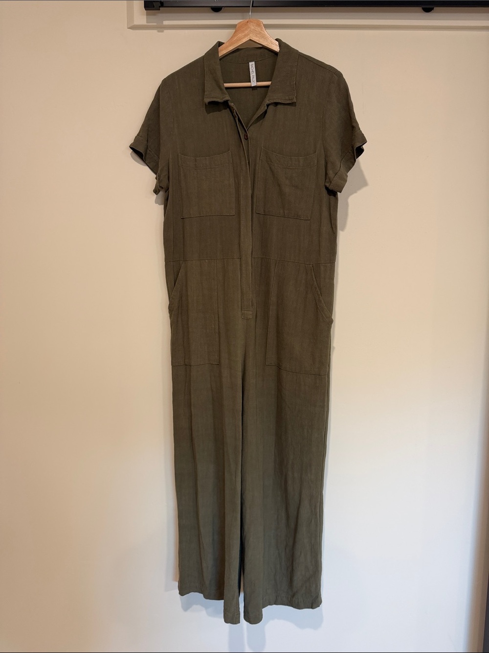 Rachel Pally Olive Green Short-Sleeve Utility Jumpsuit